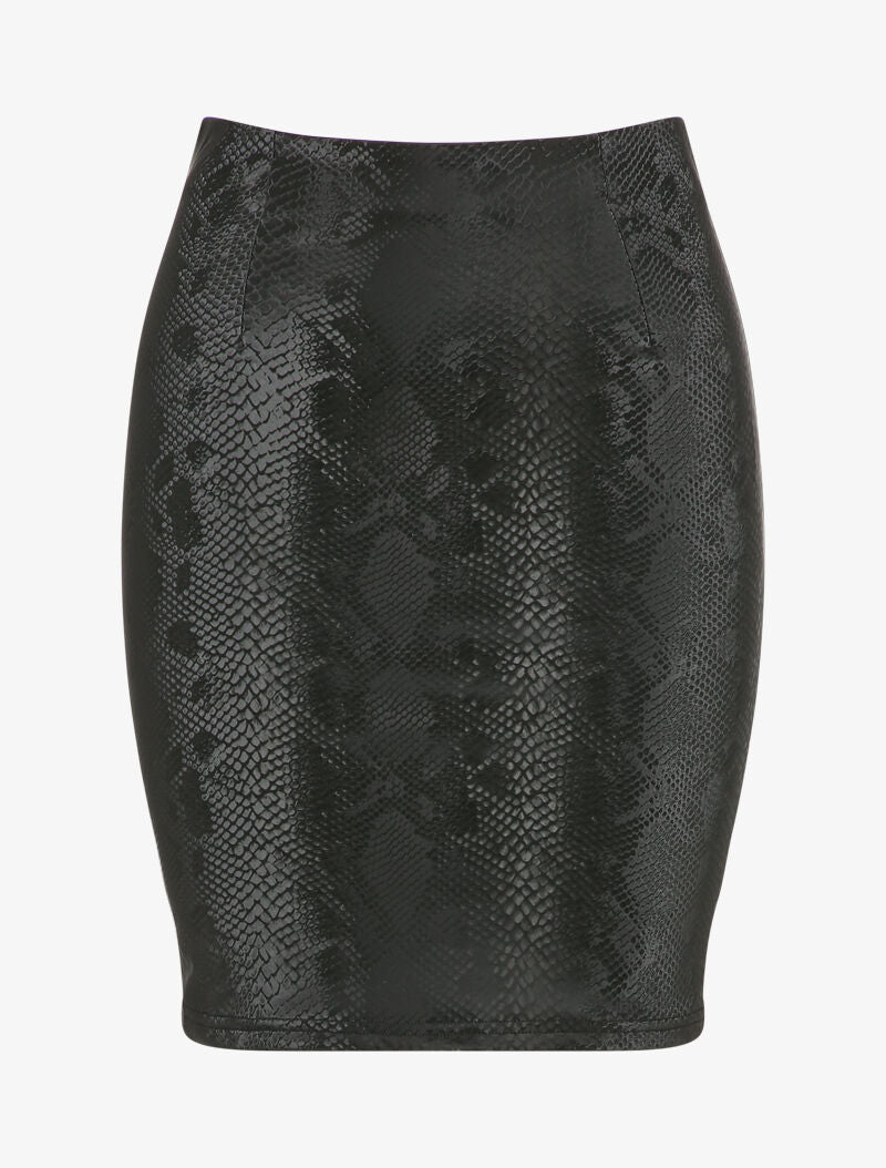 Jupe en simili effet python - Noir - 4