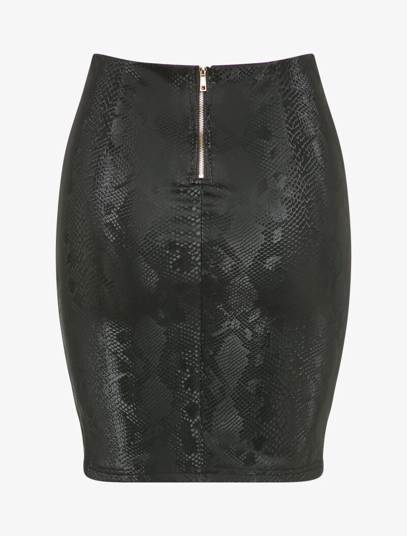 Jupe en simili effet python - Noir - 2