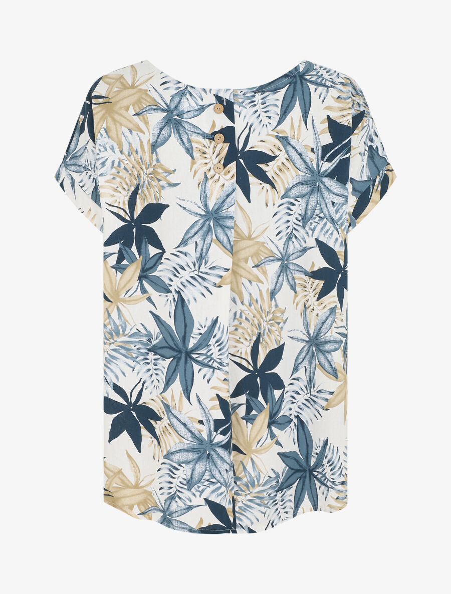 Top ample imprimé tropical - Bleu - 2