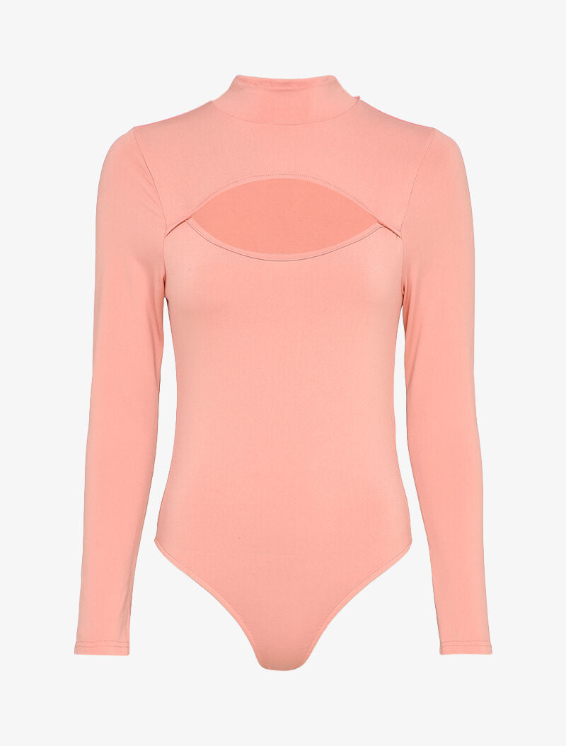 Body ajouré à col montant - Rose - 1