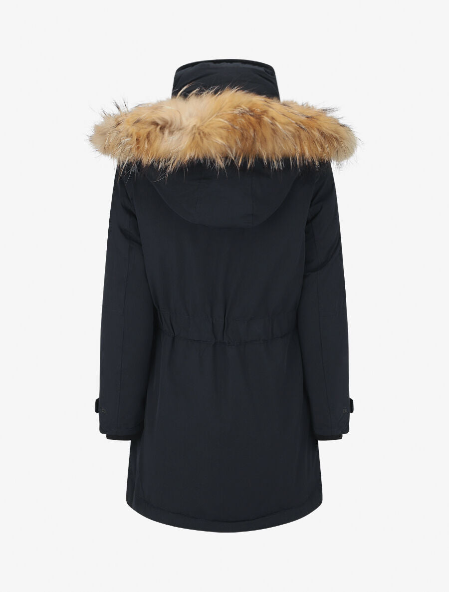 Parka uni capuche à fourrure synthétique - Marine - 2