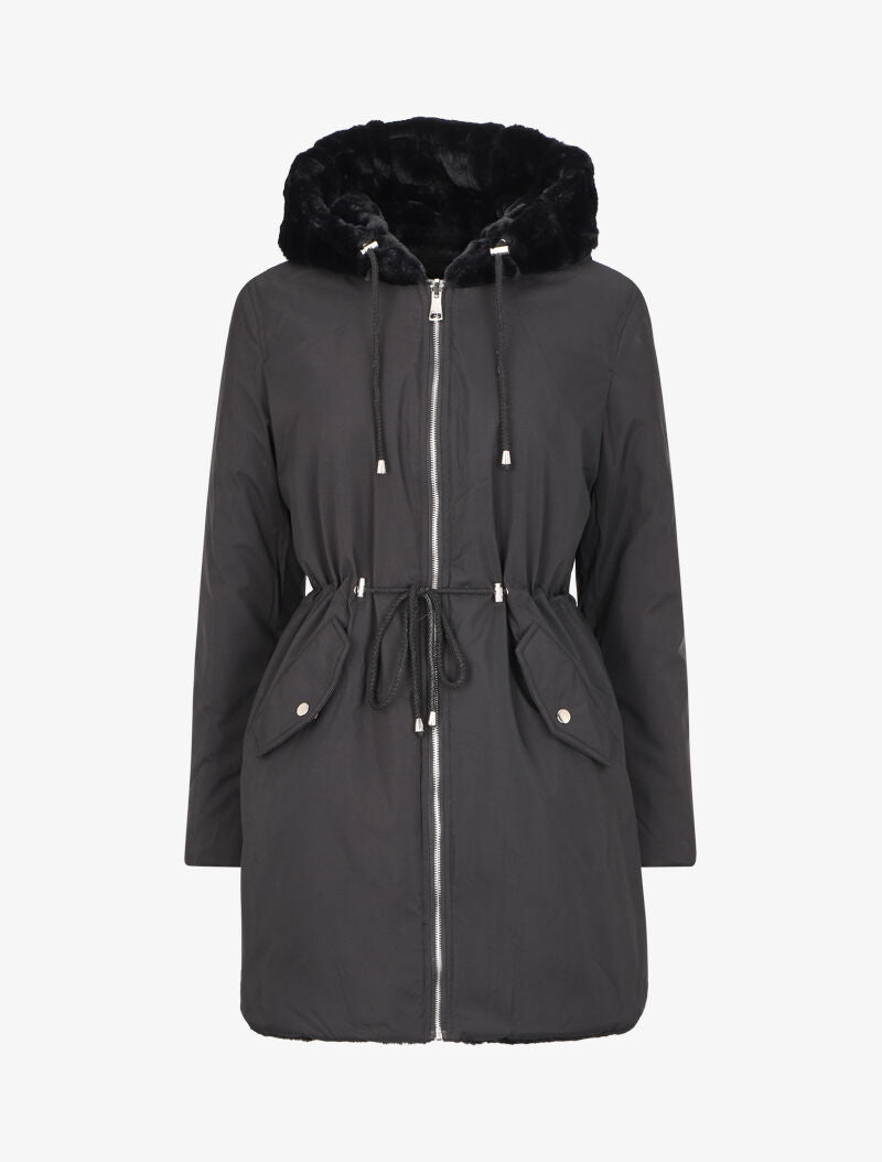 Manteau réversible à capuche - Noir - 7