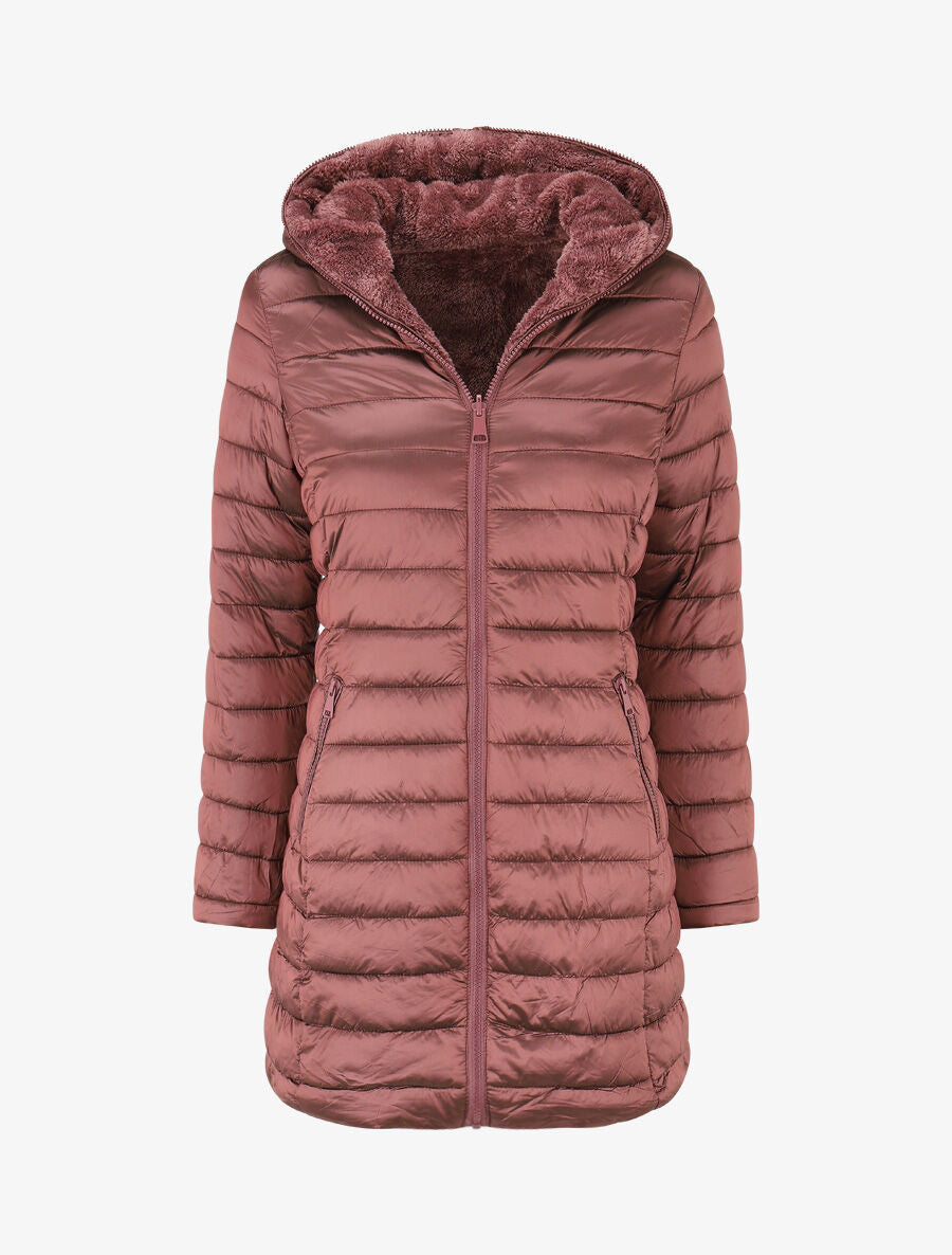 Doudoune réversible uni à capuche - Violet - 1