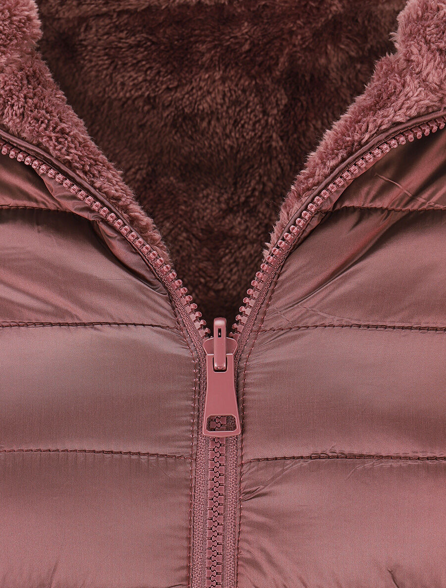 Doudoune réversible uni à capuche - Violet - 3