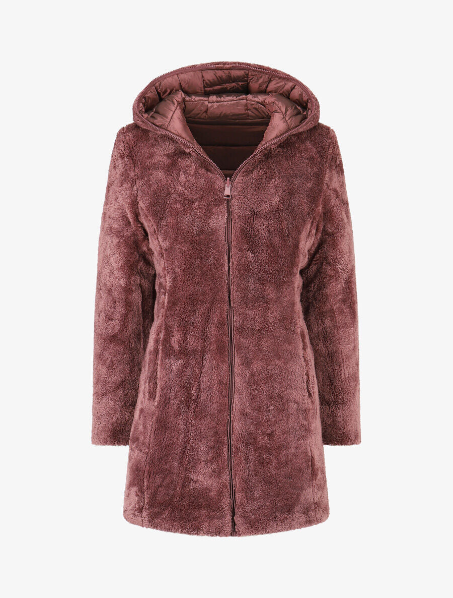 Doudoune réversible uni à capuche - Violet - 4