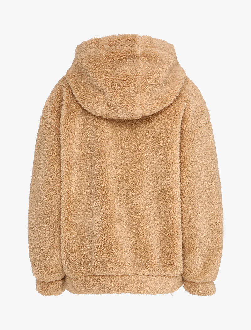 Manteau duveteux à capuche - Beige - 2