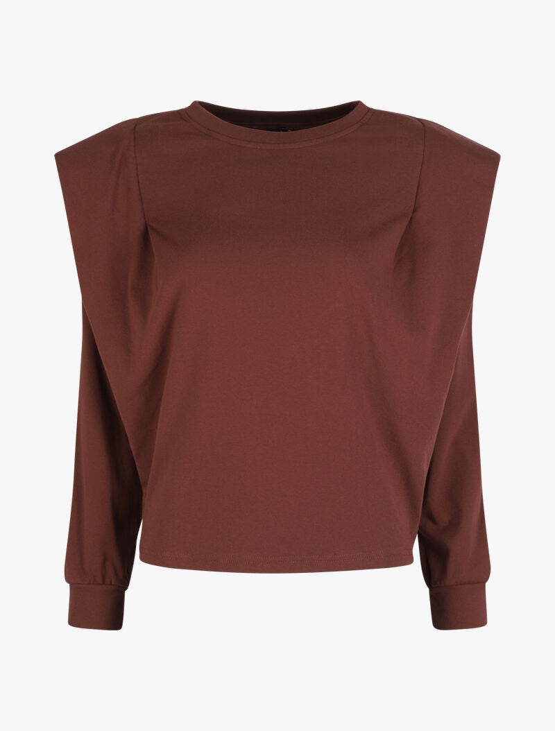 Sweat ample à épaulettes - Marron - 4