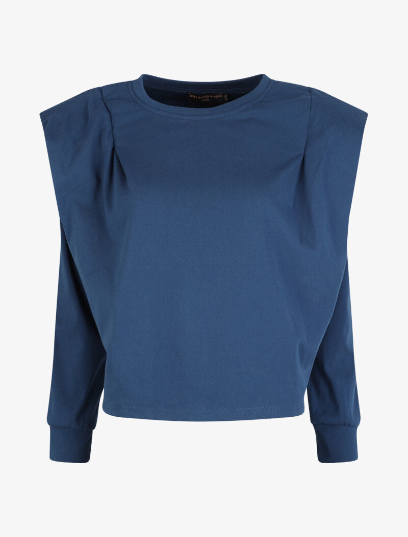 Sweat ample à épaulettes - Bleu - 4
