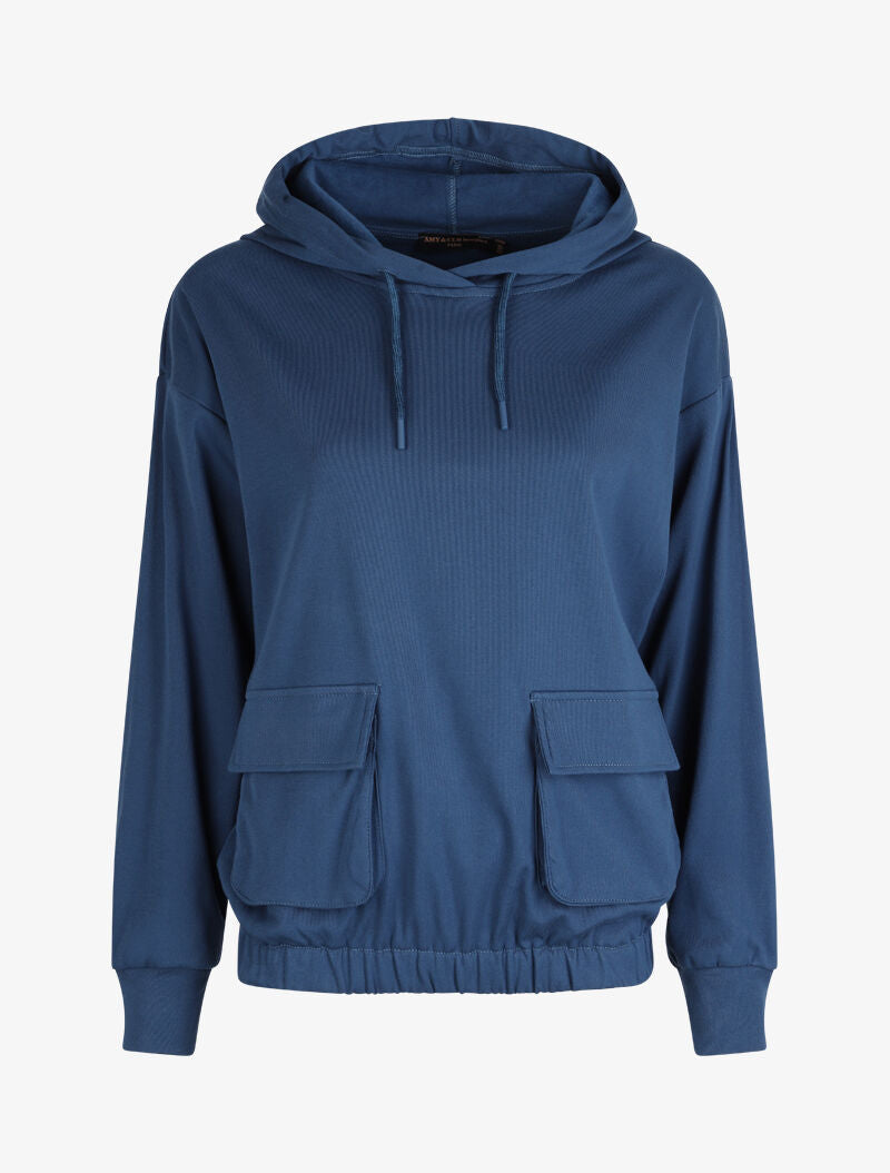 Sweat cargo à capuche - Bleu - 4