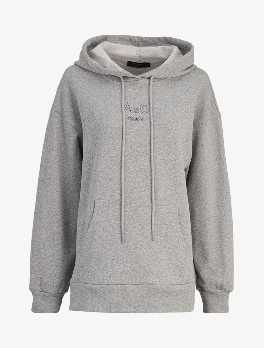 Hoddie oversize à capuche et logo brodé - Gris chiné - 3
