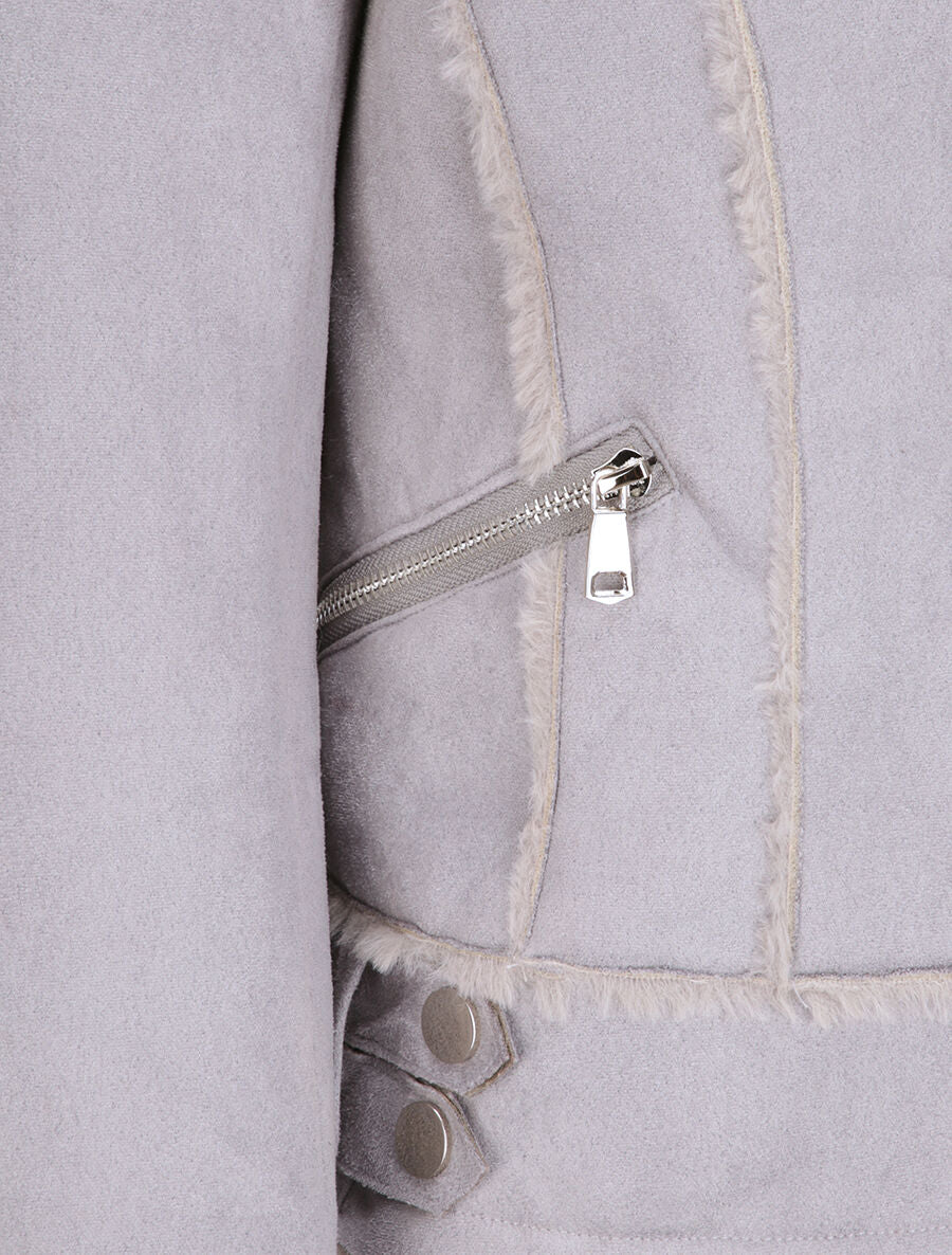 Veste fourrée à sangles - Gris - 3