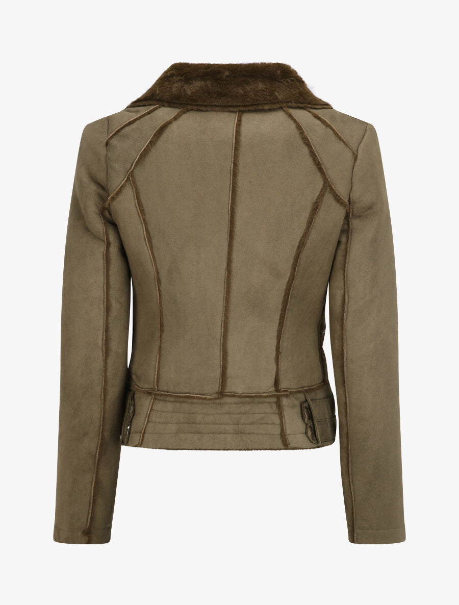 Veste fourrée à sangles - Kaki - 2