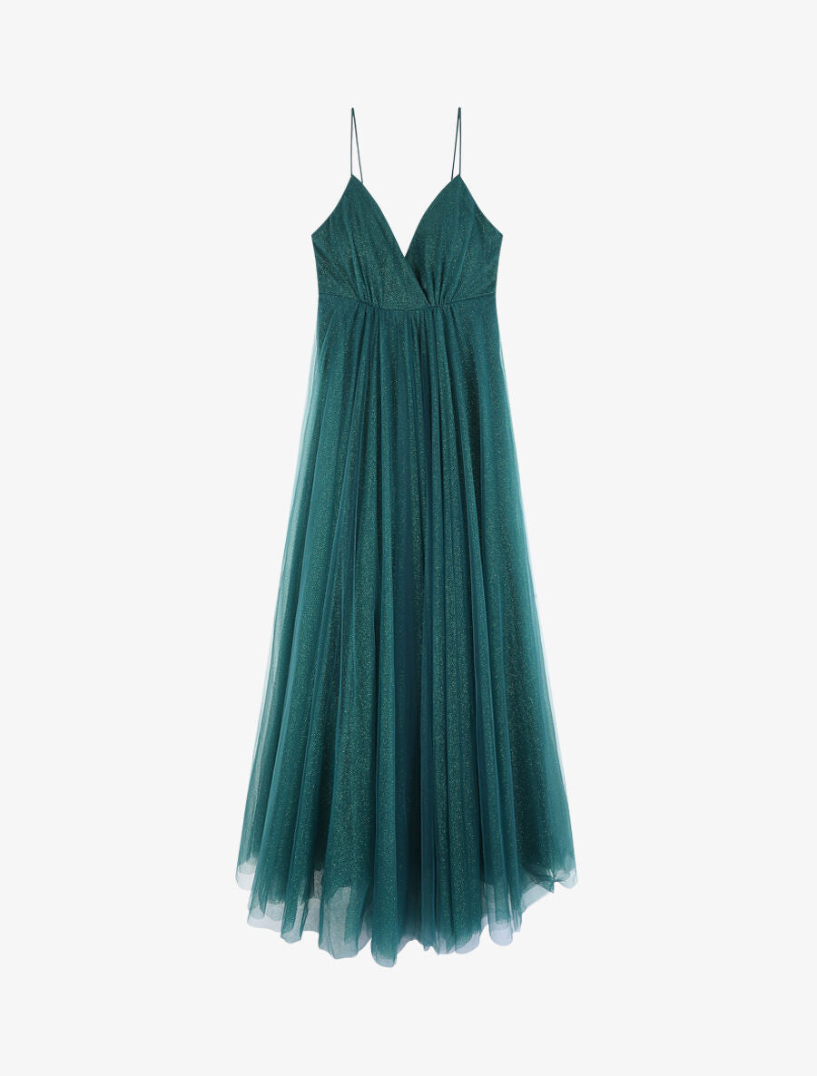 Robe de soirée évasée à paillettes - Vert canard - 4