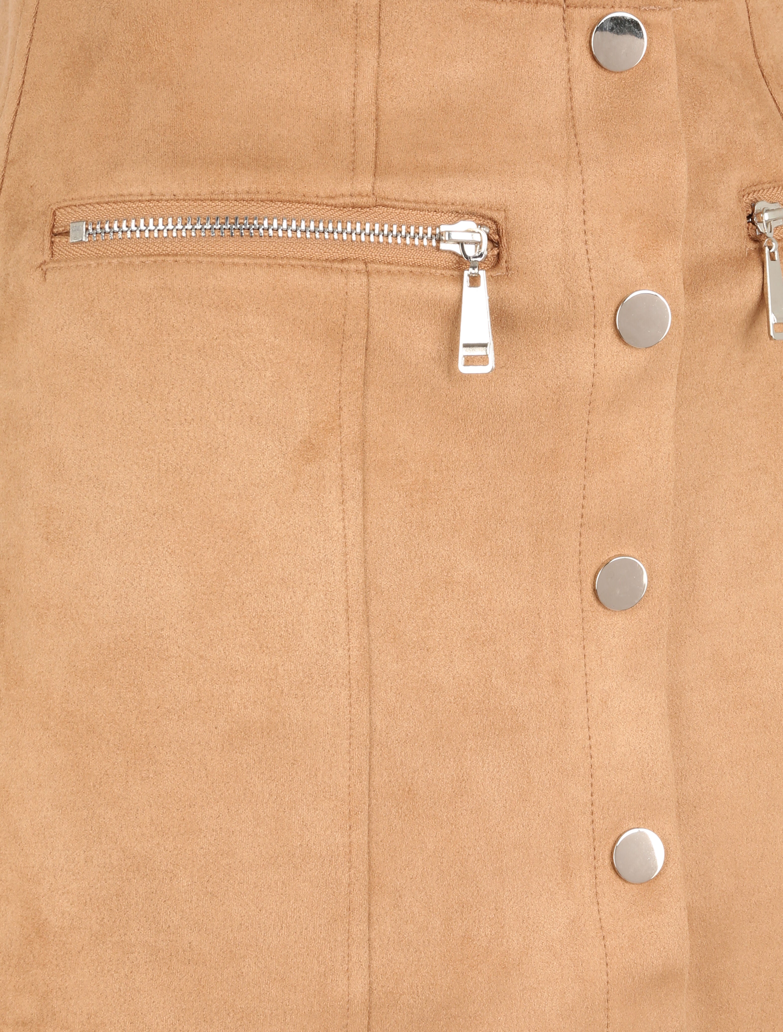 Mini-jupe boutonnée en suédine - Beige - 3