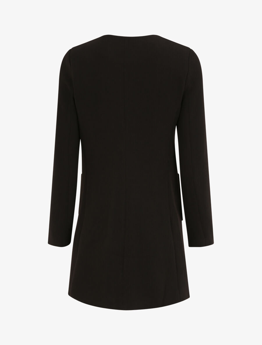 Manteau droit à poches plaquées en simili - Noir - 2