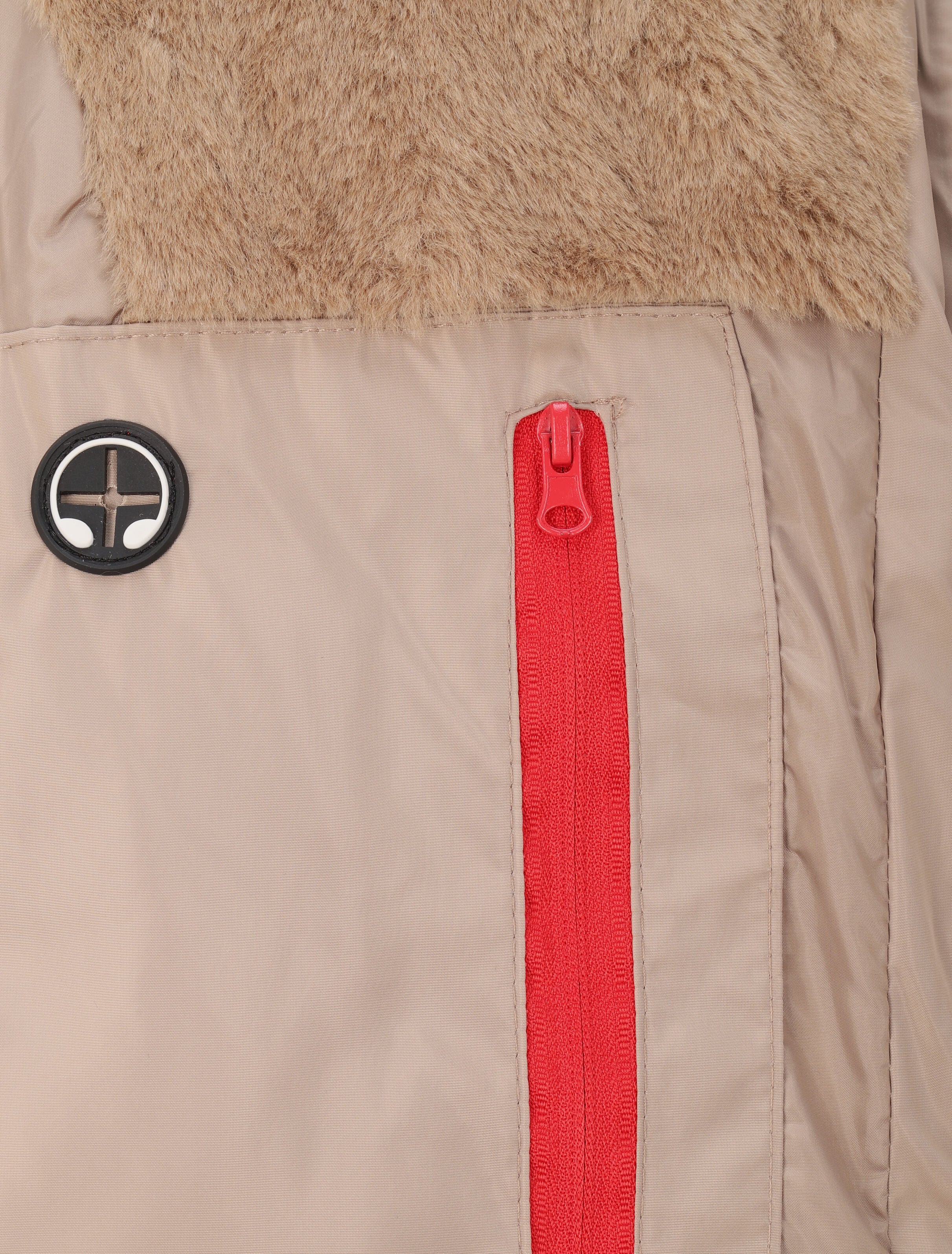 Doudoune mi-longue à poches zippées et capuche - Taupe - 6
