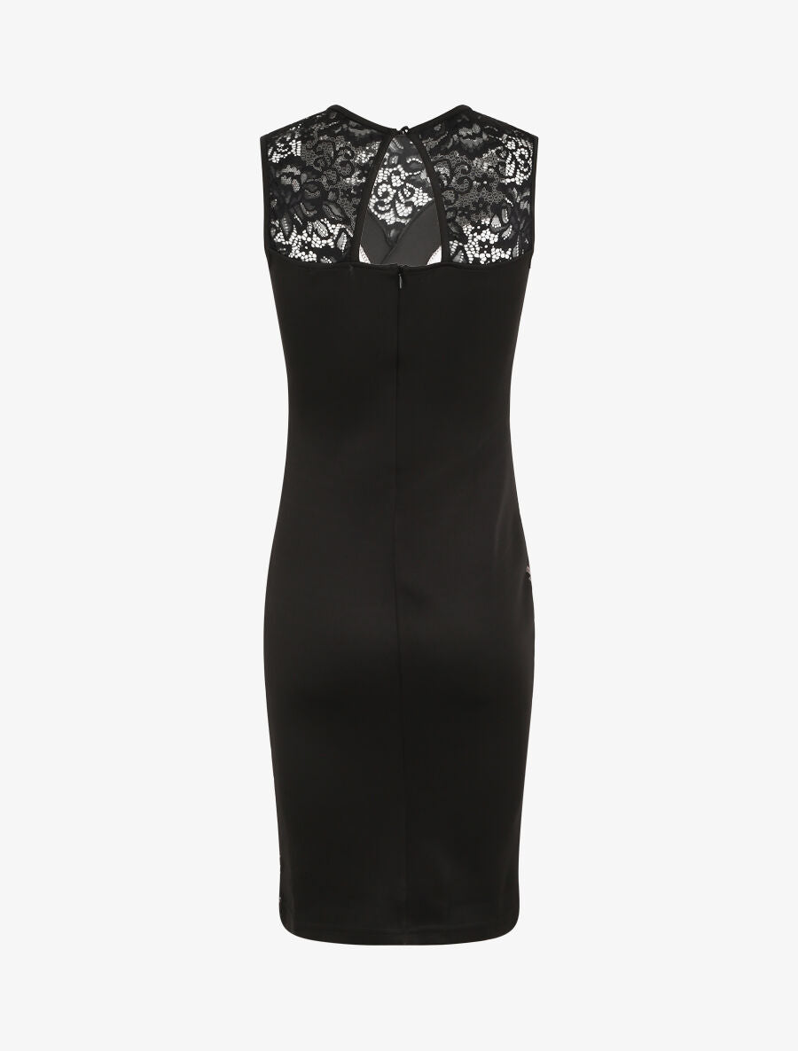 Robe fourreau en dentelle - Noir - 2