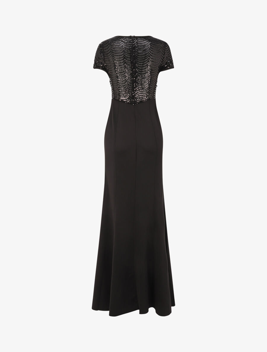 Robe longue à bustier à perles et sequins - Noir - 2