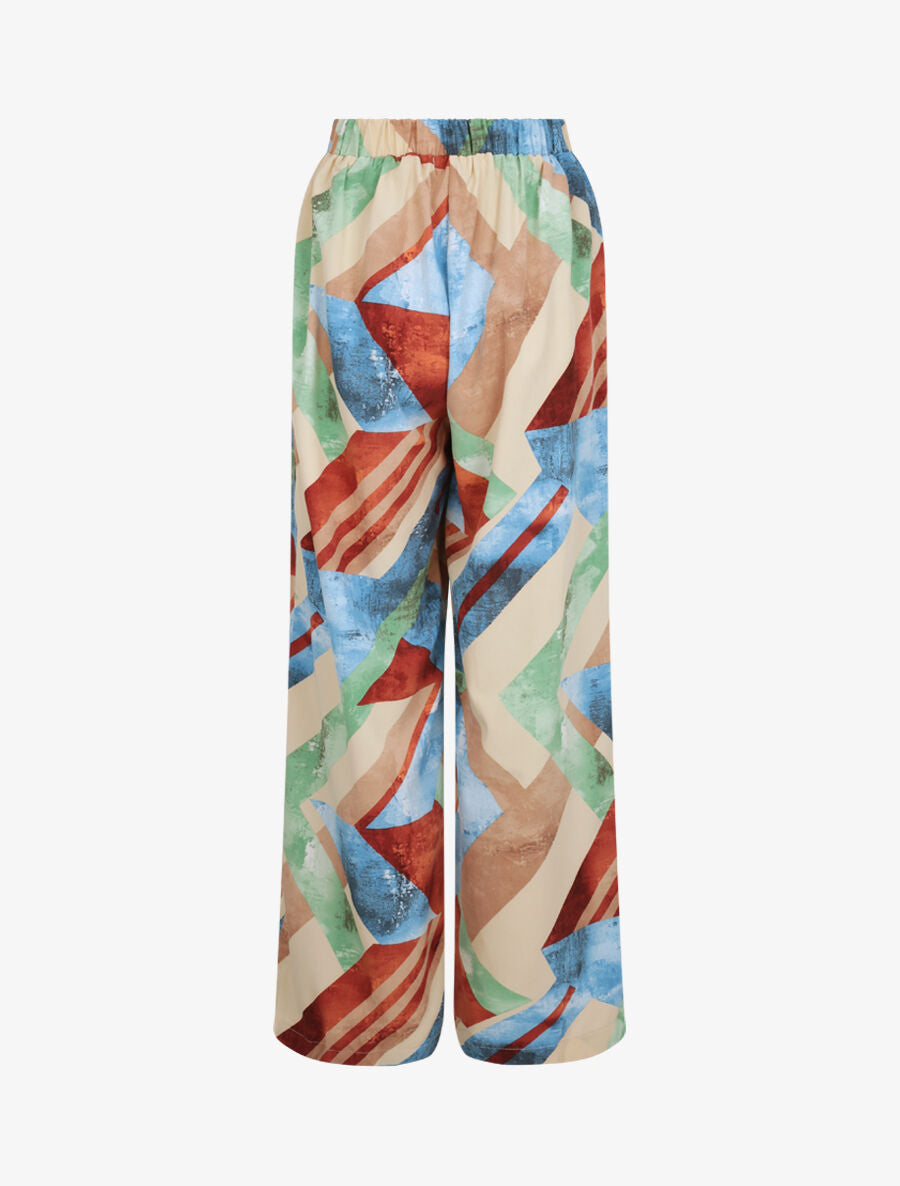 Pantalon wide leg imprimé géométrique - Beige - 2