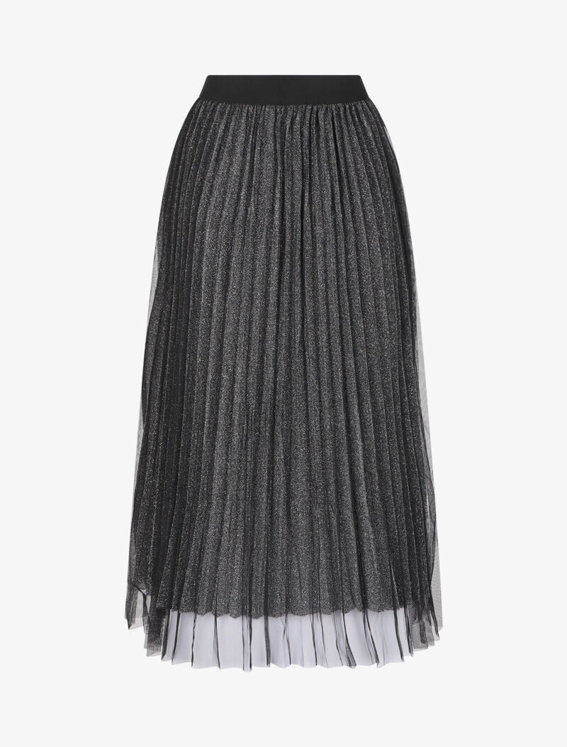 Jupe midi taille haute en tulle - Noir/argent - 2
