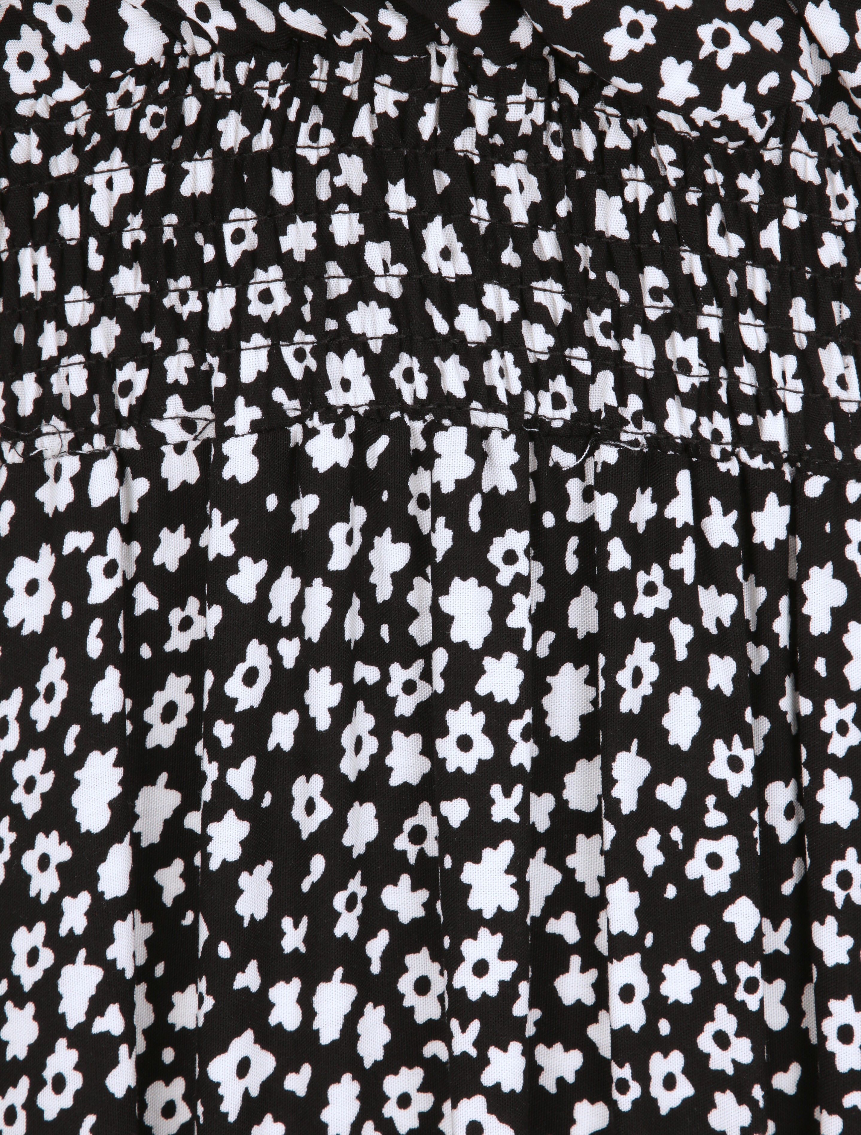 Robe longue empire imprimé marguerites - Noir - 3
