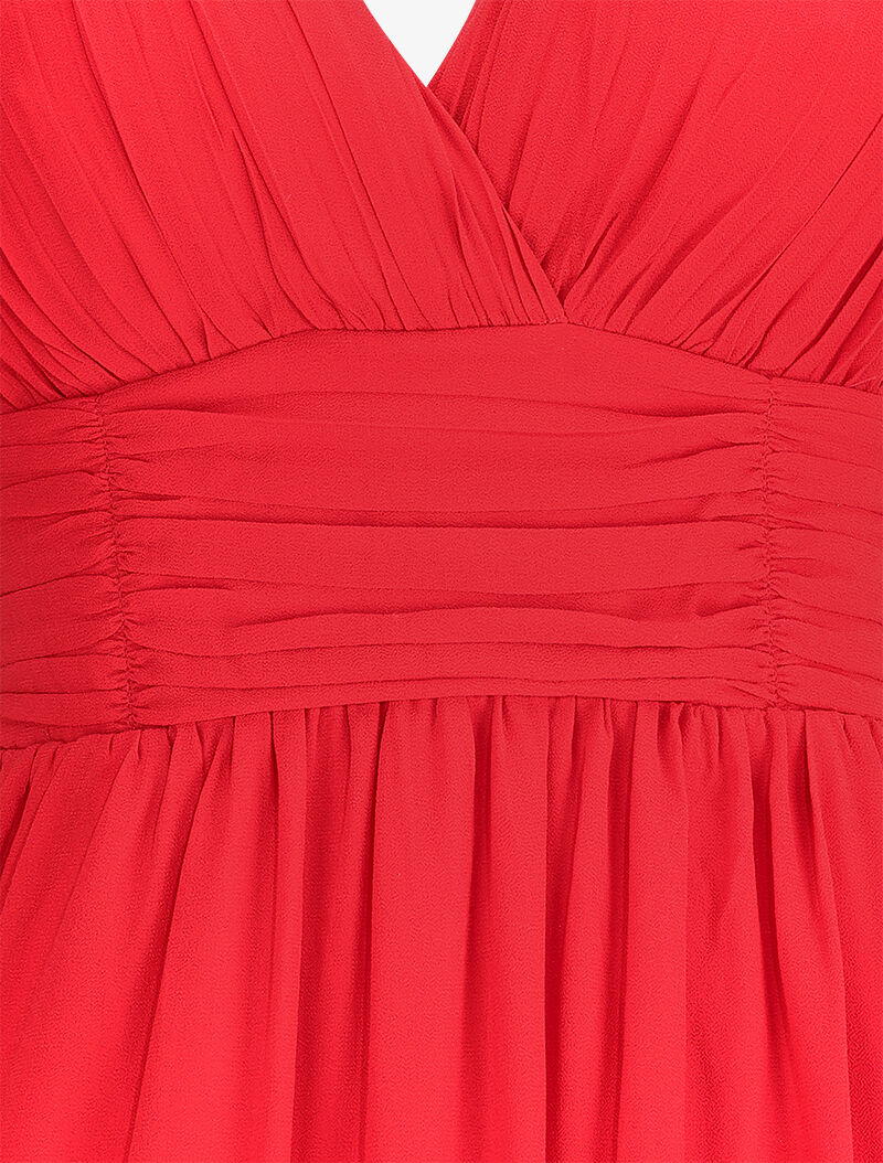 Robe de soirée à buste plissé - Rouge - 3