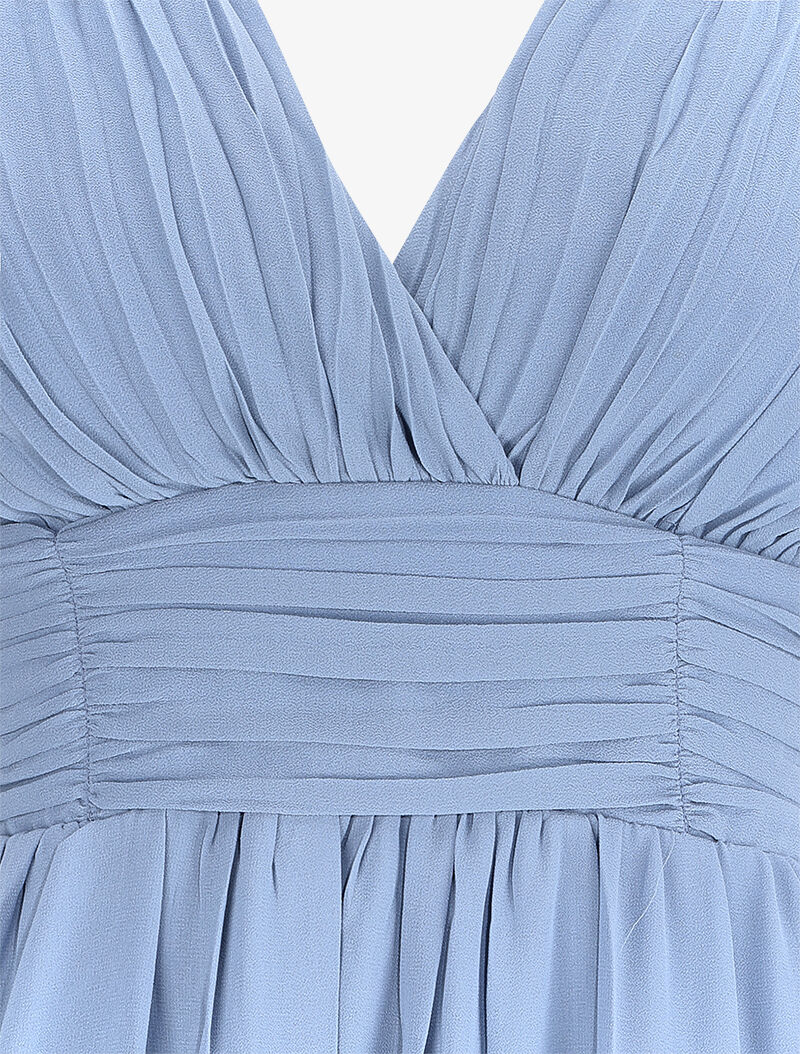Robe de soirée à buste plissé - Bleu clair - 3