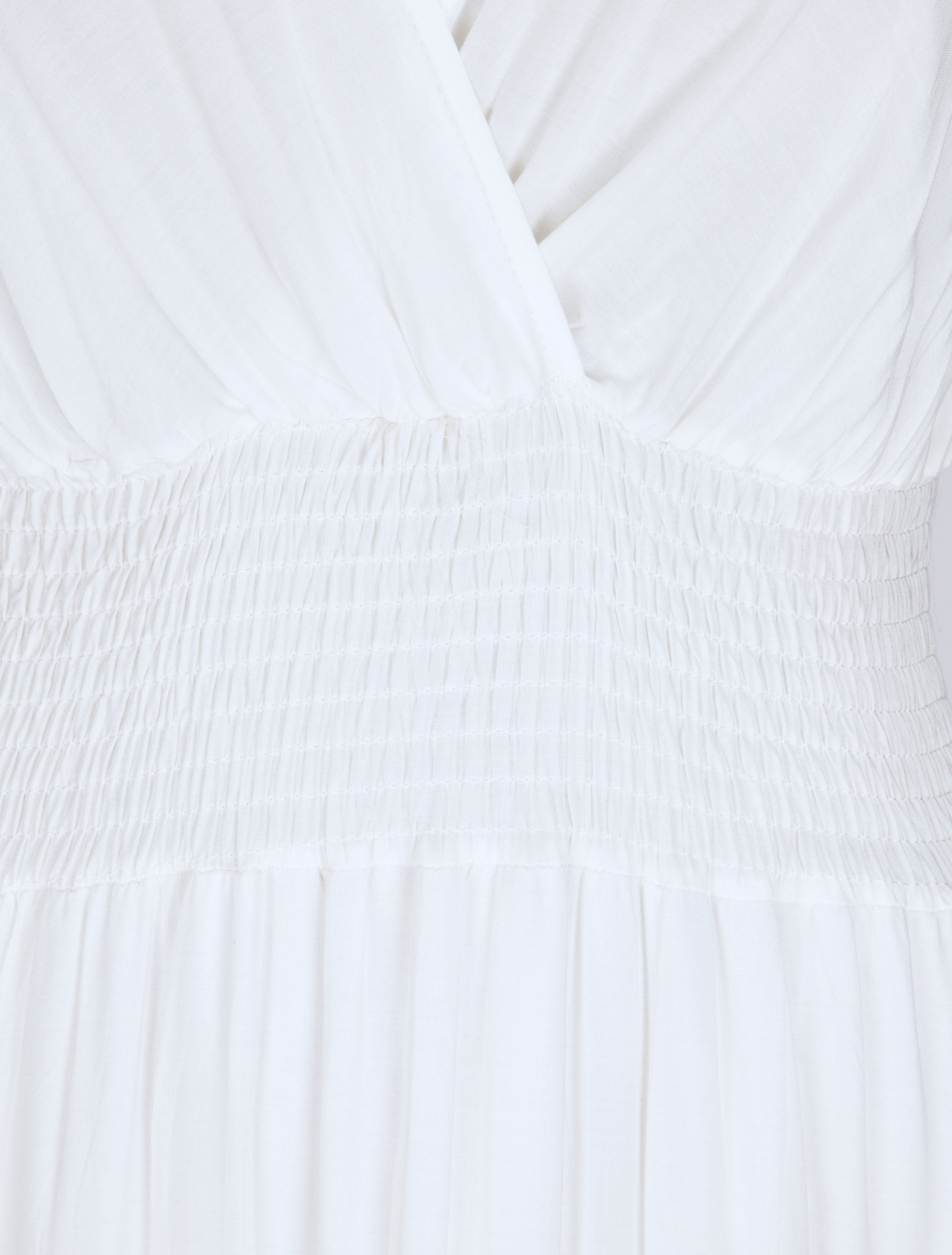 Robe longue empire uni à détail crochet - Blanc - 3