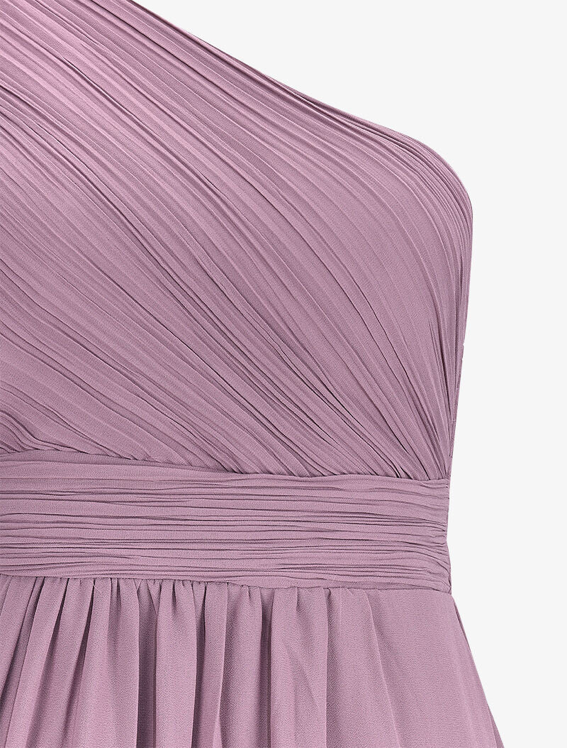 Robe one shoulder à buste plissé - Violet - 3