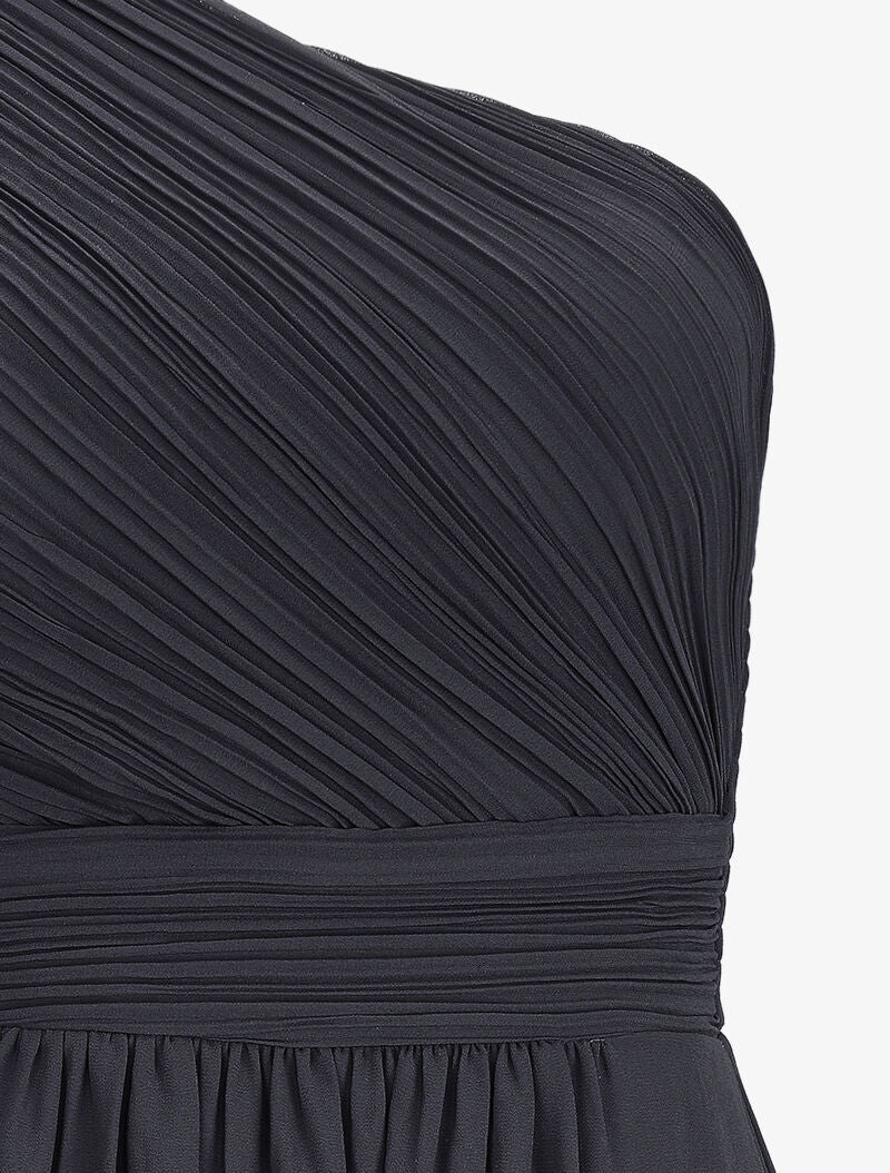 Robe one shoulder à buste plissé - Noir - 3
