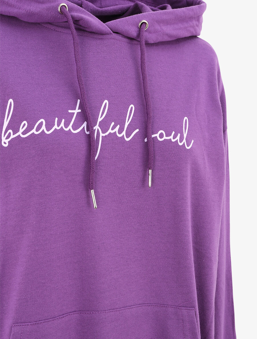 Sweat à capuche à inscription - Violet - 3