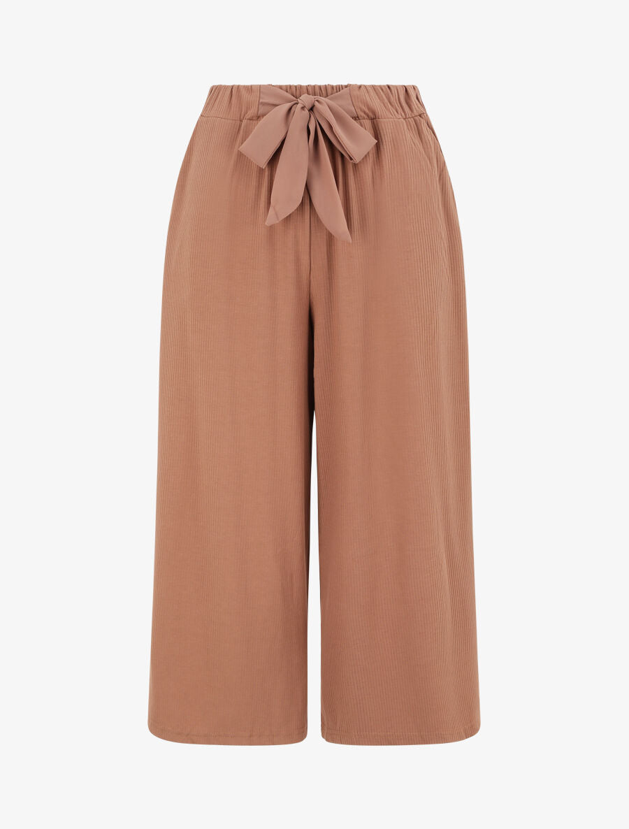 Pantalon ample uni - Marron - 4