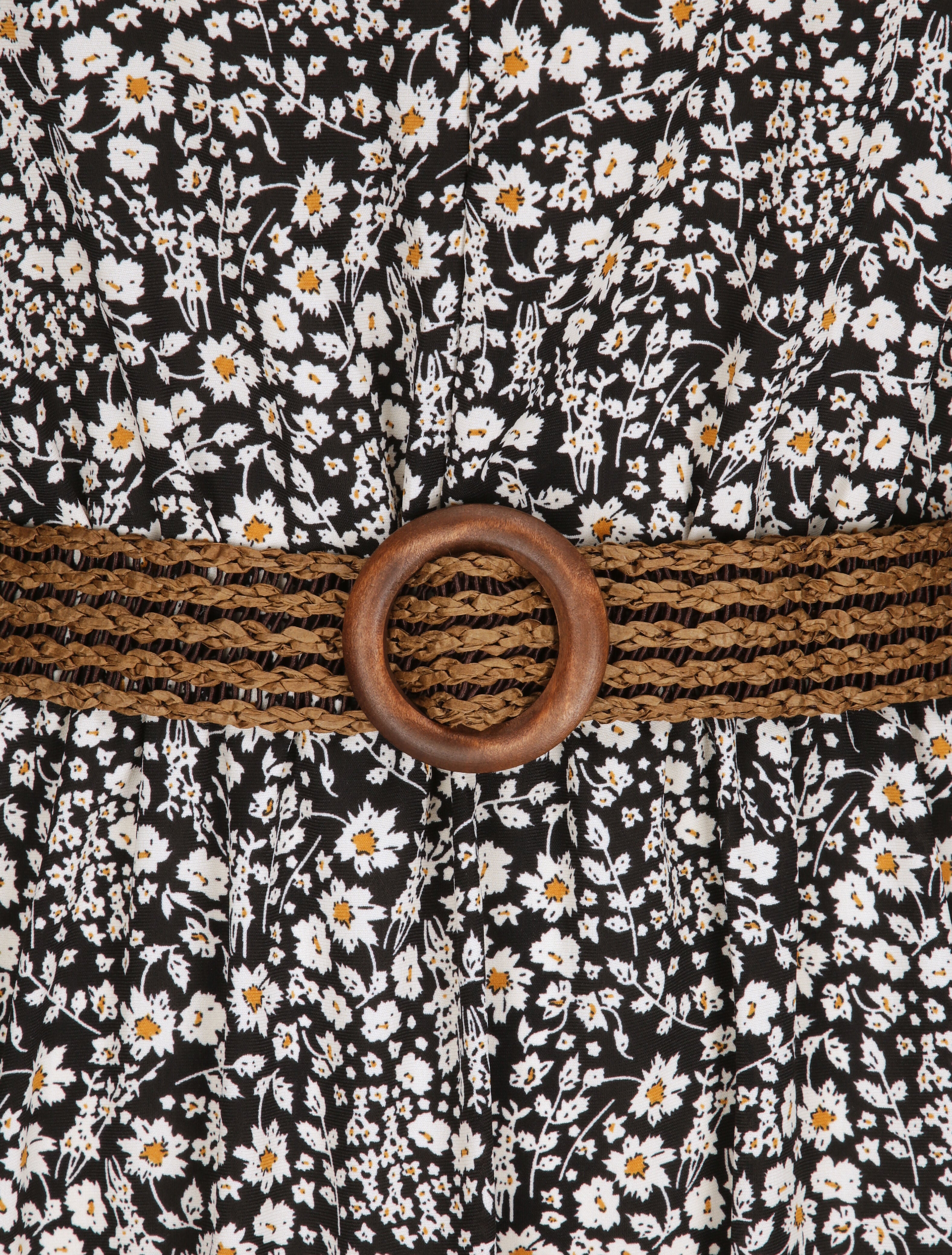 Robe longue à imprimé fleurs - Noir - 3