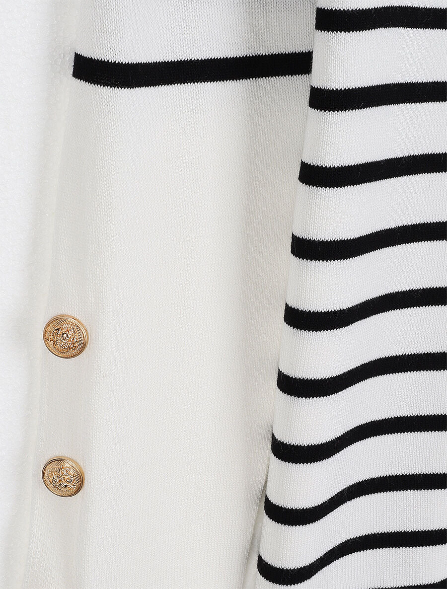 Pull marinière à détail irisé - Blanc - 3