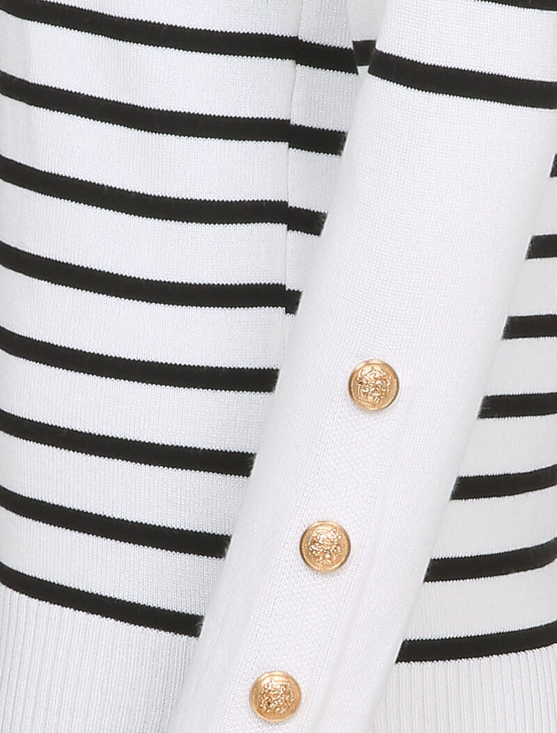 Pull marinière à détail irisé - Blanc - 4