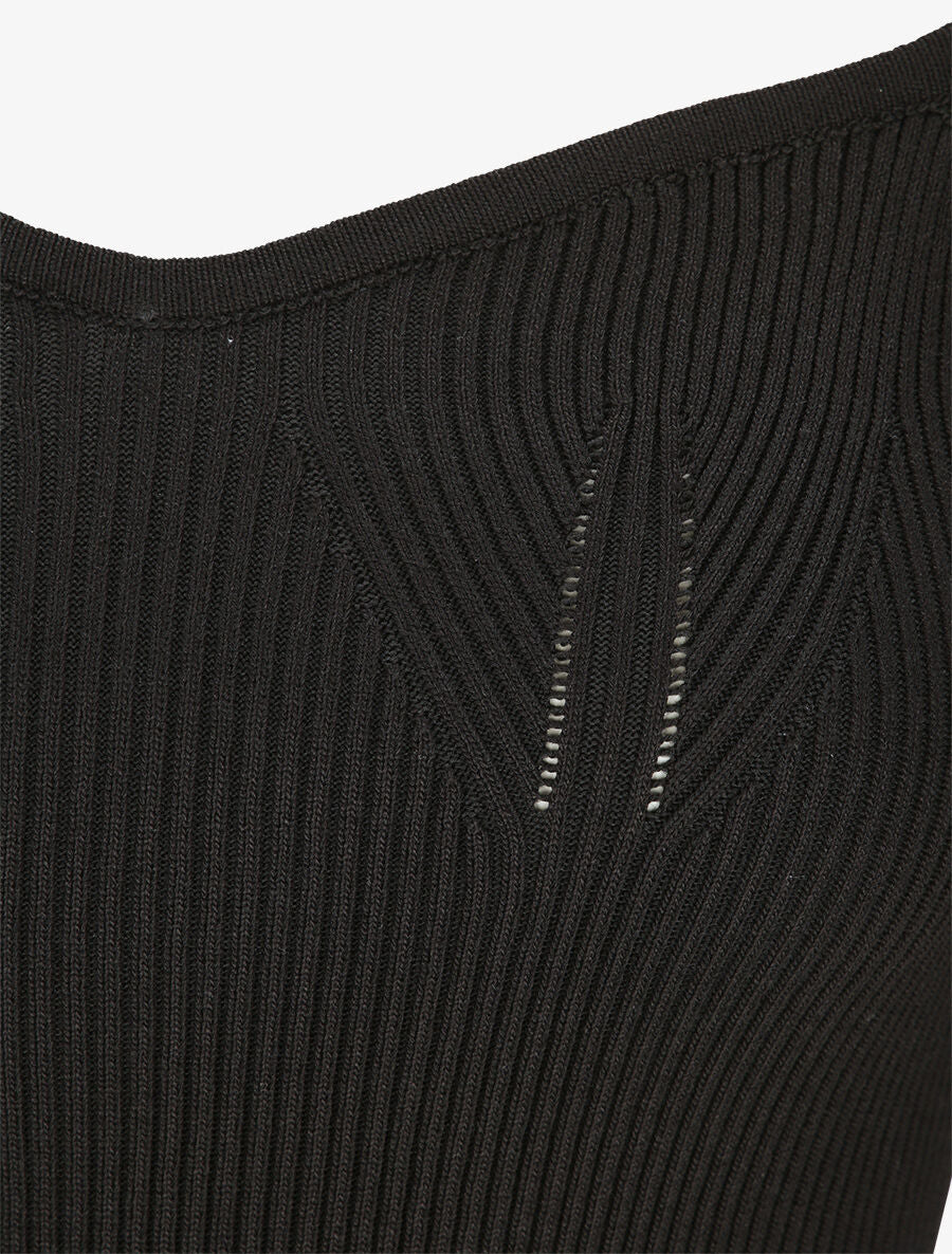 Robe courte ajustée unie à col en coeur - Noir - 3