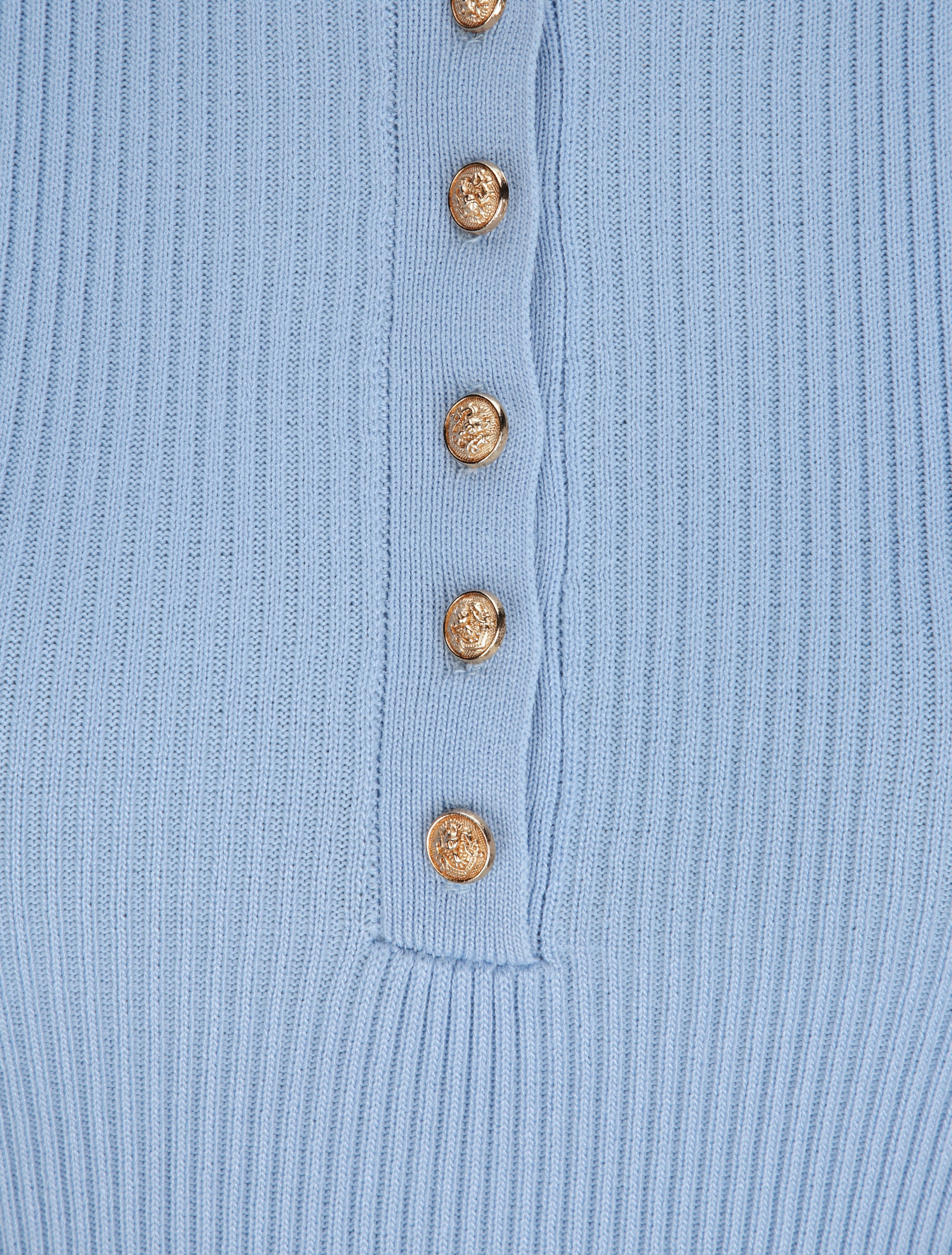 Robe courte ajustée unie à col à pied - Bleu ciel - 3