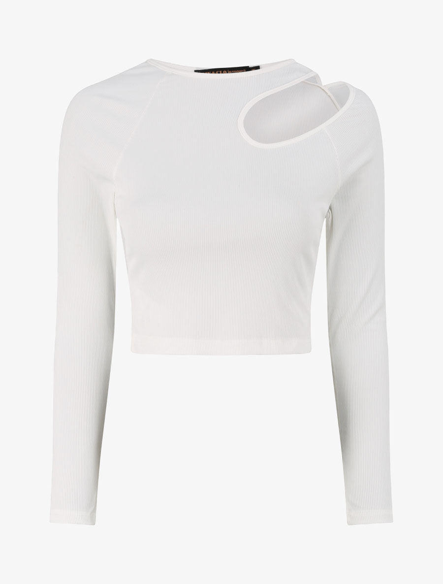 Crop top côtelé unie - Blanc - 1