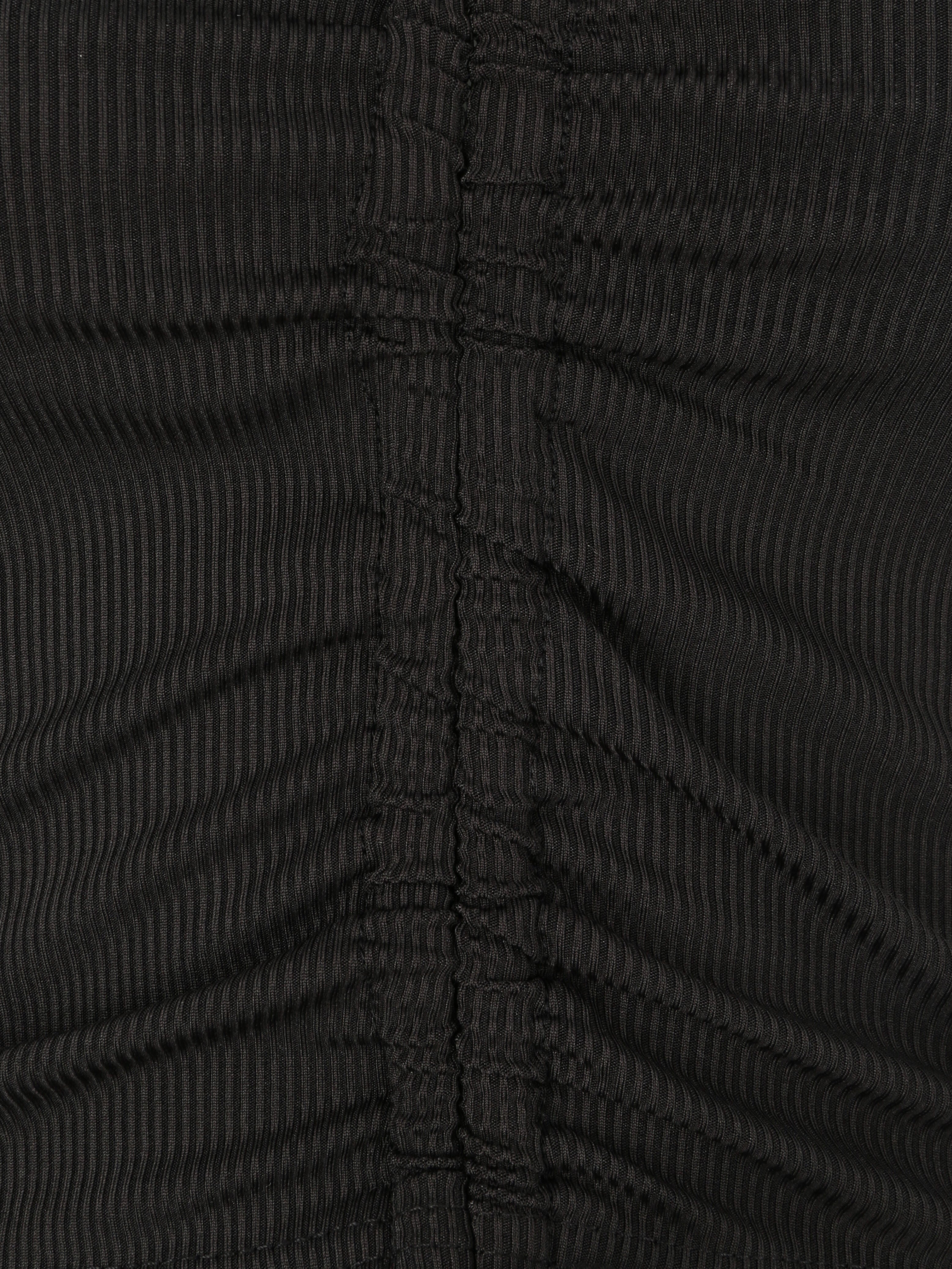 Crop top côtelé avec liens de serrage - Noir - 3