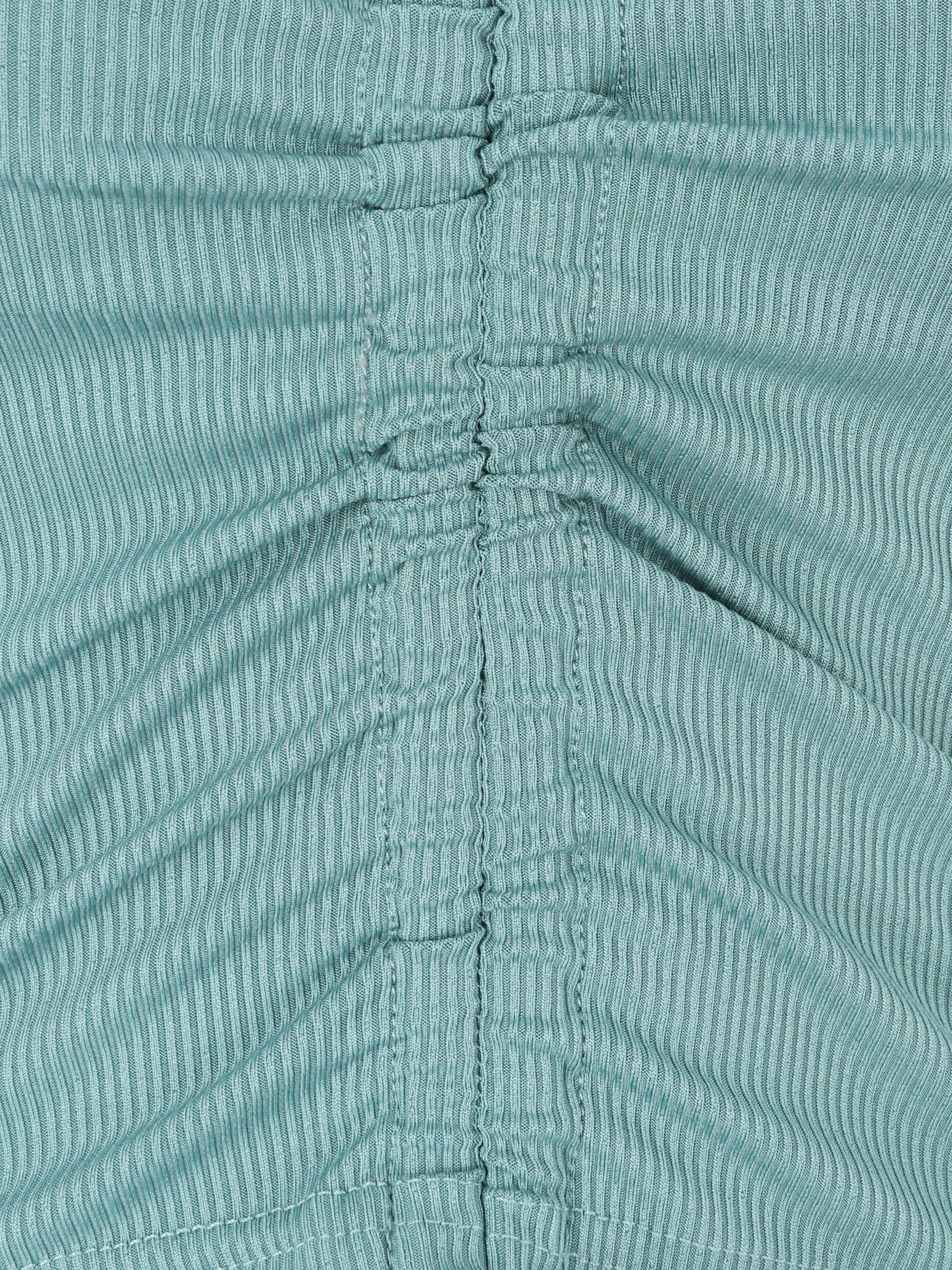 Crop top côtelé avec liens de serrage - Menthe - 3