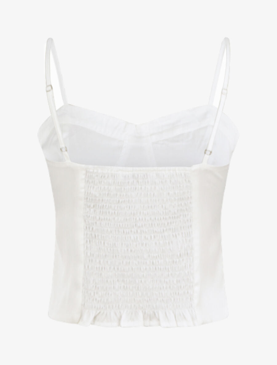Crop top satiné uni - Blanc - 2