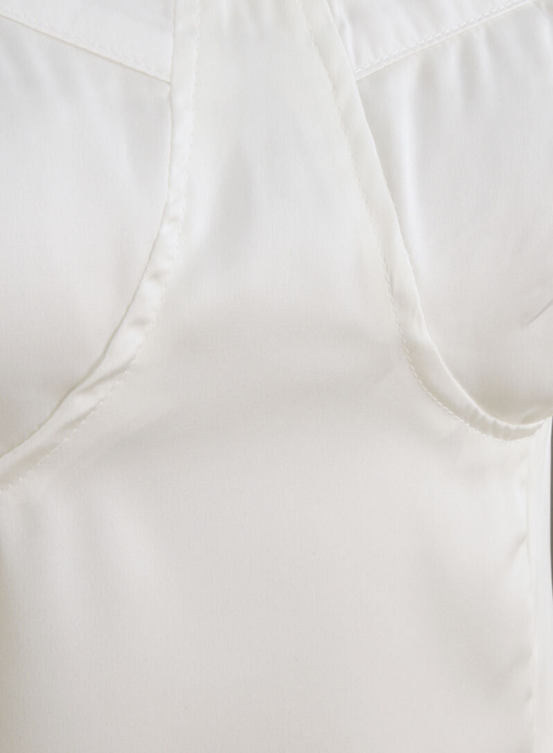 Crop top satiné uni - Blanc - 3