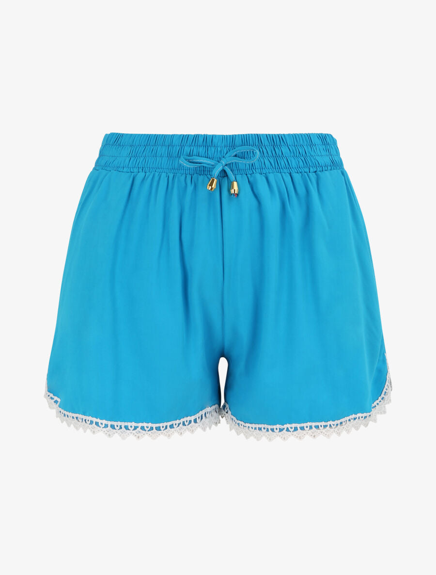 Short de plage léger à détail crochet - Turquoise - 4