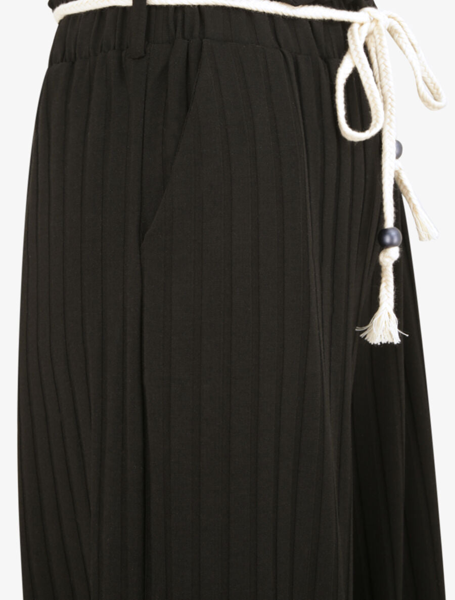 Pantalon ample à taille froncée - Noir - 3