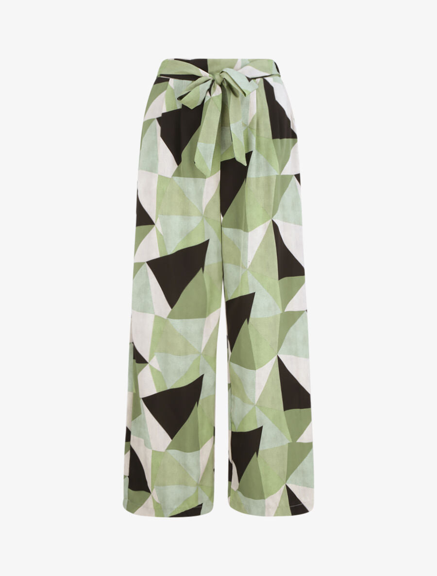 Pantalon ample à imprimé géométrique - Vert - 1