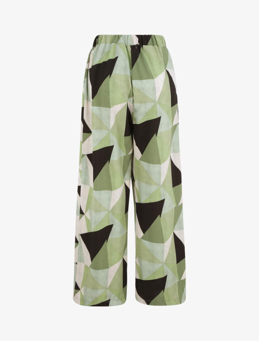 Pantalon ample à imprimé géométrique - Vert - 2