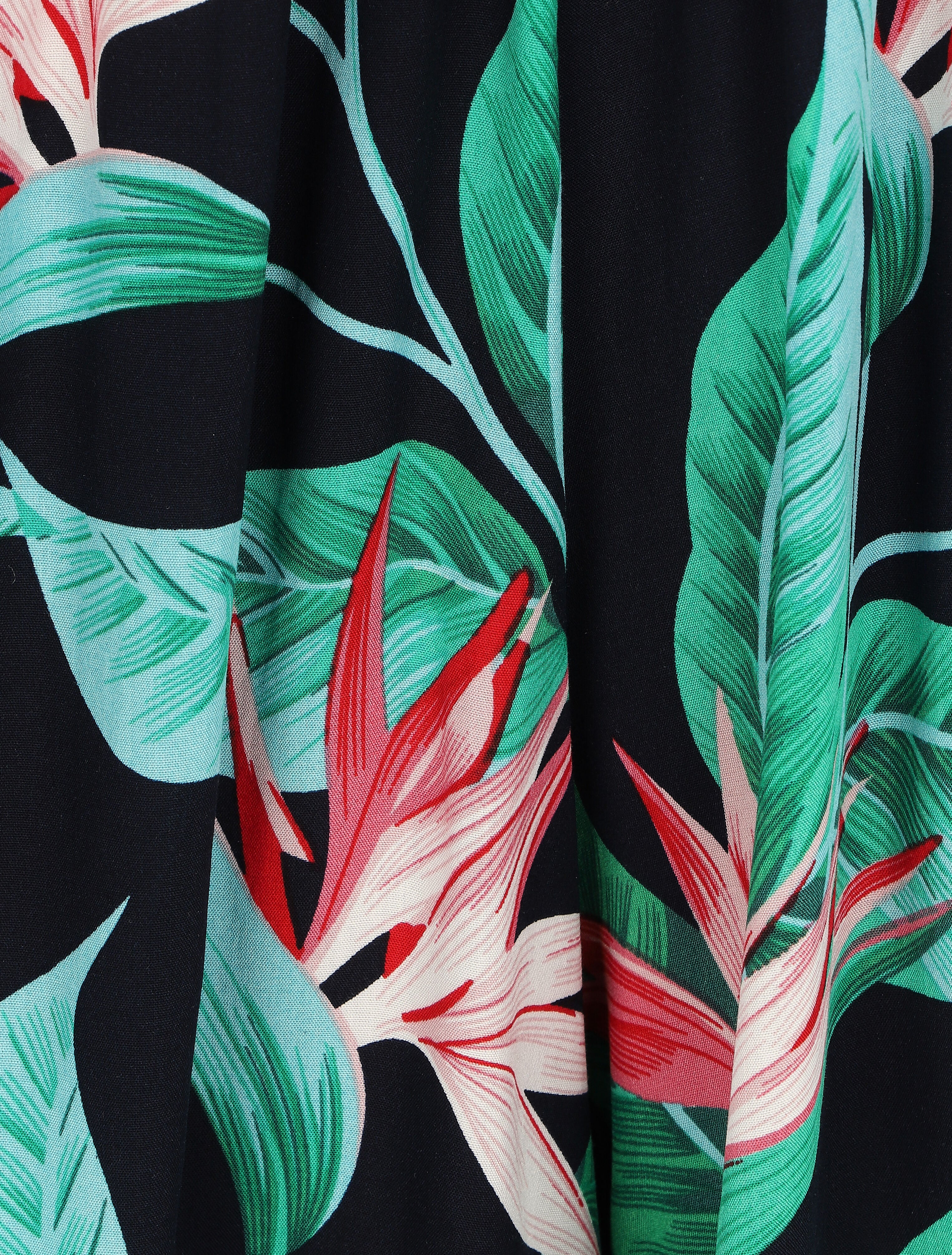Short fluide imprimé fleurs exotiques - Marine - 3