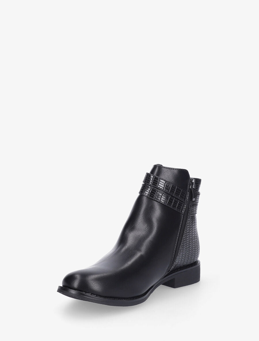 Bottines plates à contrefort python - Noir - 3