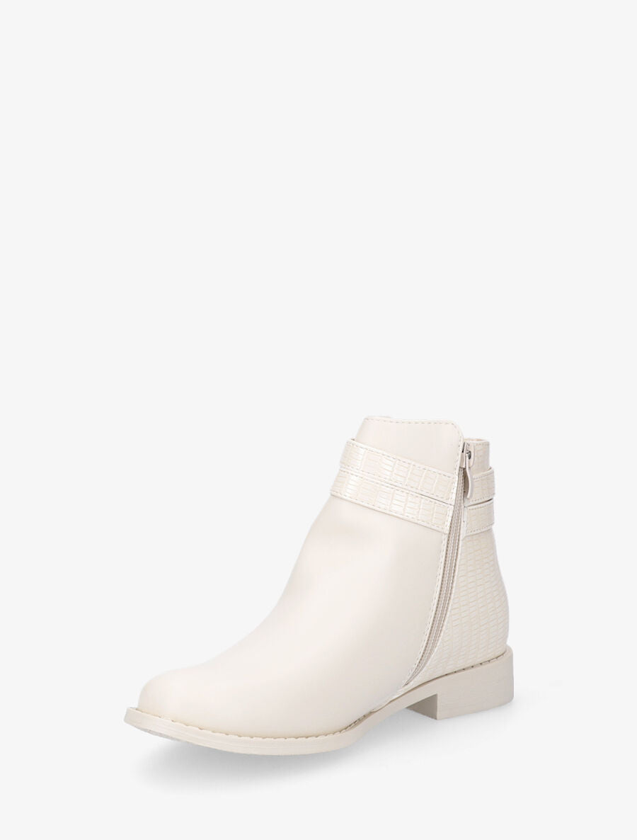 Bottines plates à contrefort python - Beige - 3