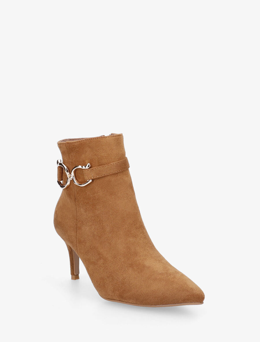 Bottines en suédine à talon aiguille - Camel - 2